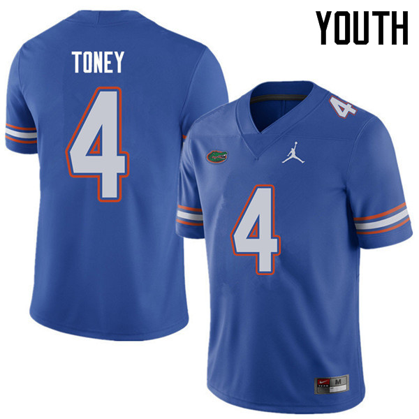 Jordan Brand Youth #4 Kadarius Toney Florida Gators College Football Jerseys Sale-Royal - Click Image to Close